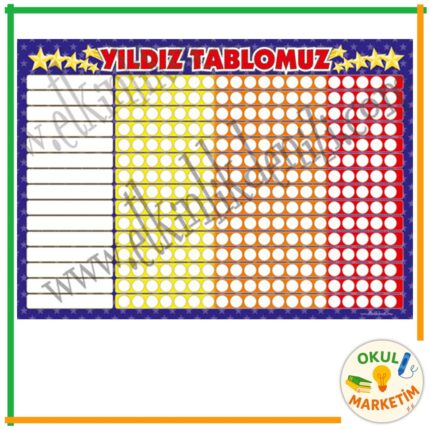 Yıldız Tablomuz (15 Kişilik) + 6 Yıldız Etiketi