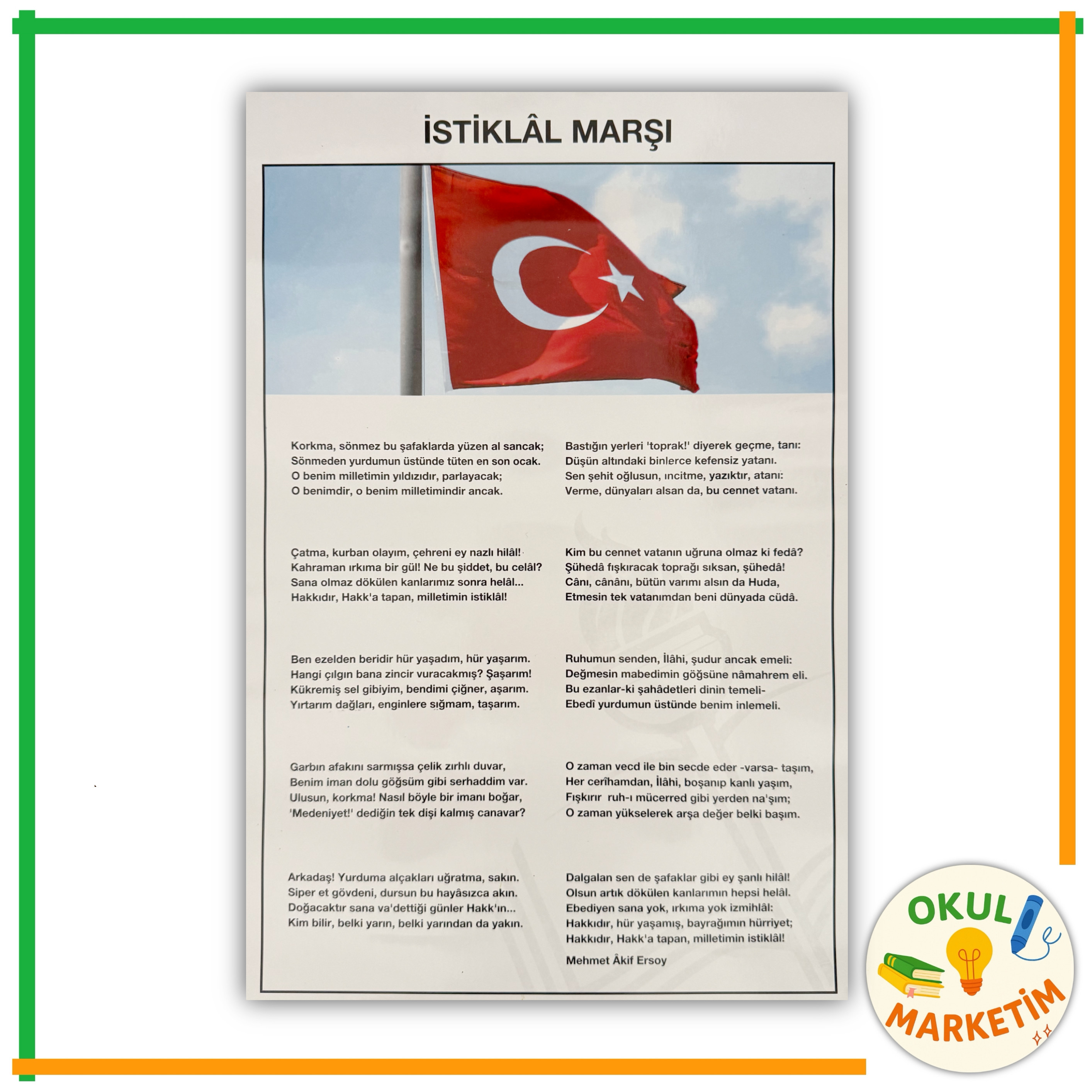 İstiklal Marşı Afişi Plastik Çıtalı