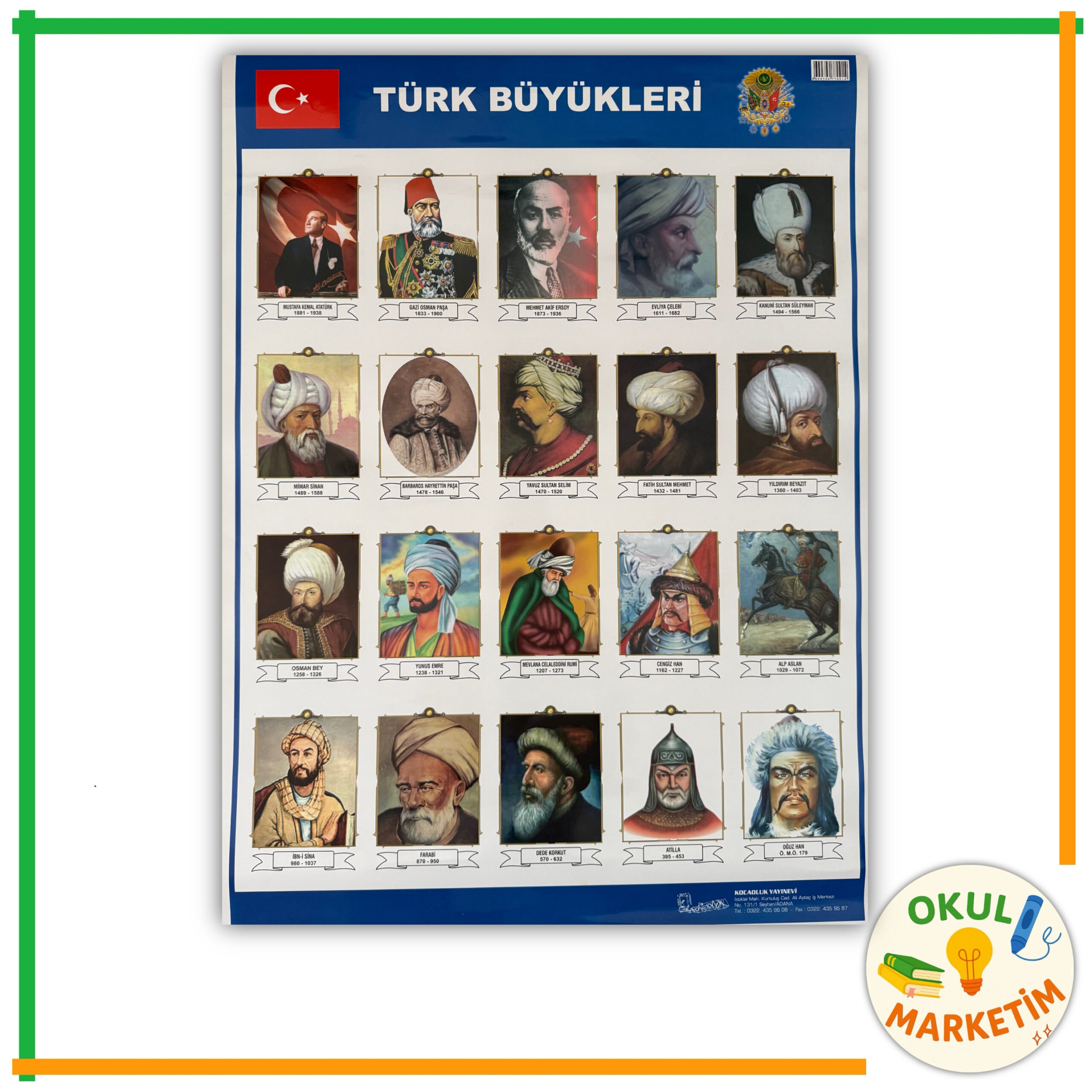 Türk Büyükleri Afişi 50x70 cm Plastik Çıtalı