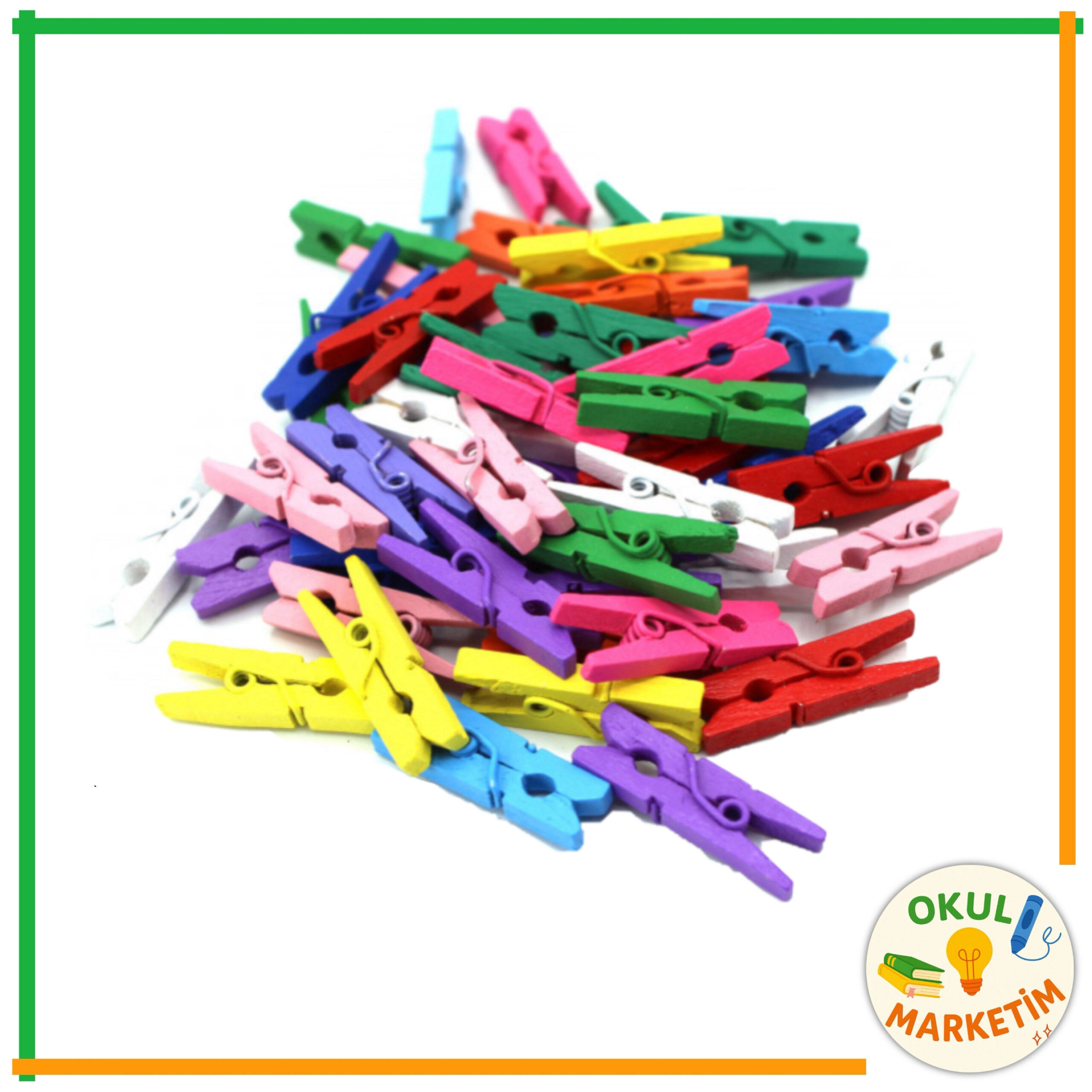 3 cm Ahşap Mandal Seti (30 Adet)