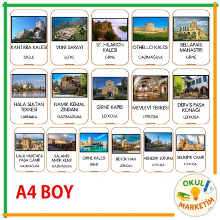 Tarihi Yerlerimiz Pano Kartları (A4 Boy)