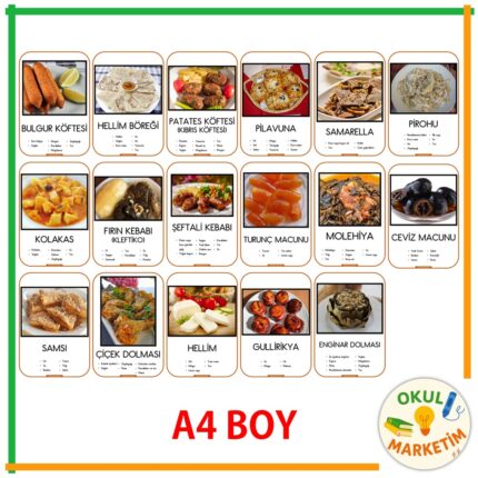 Yiyecek ve Tatlılarımız Kartları A4 Boy (17 Adet)