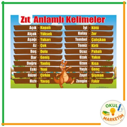 Zıt Anlamlı Kelimeler Afişi