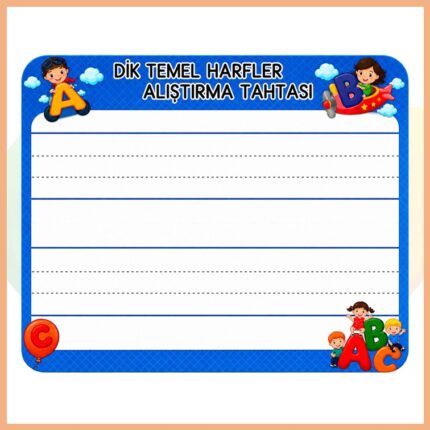 Dik Temel Harfler Alıştırma Tahtası (10'lu Set)