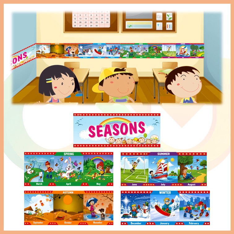 okul205 Seasons Border Sticker 5'li Set - Görsel 1