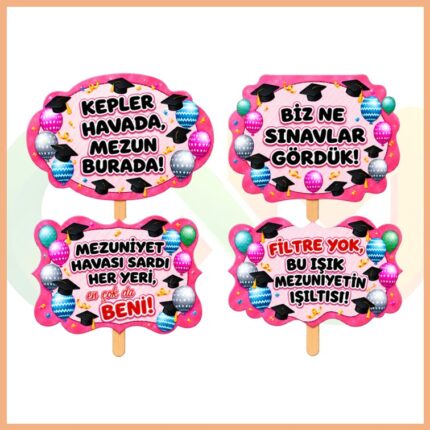 Mezuniyet El Pankartı 4’lü Set 3