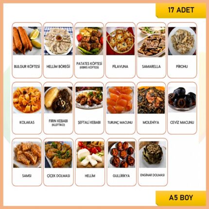 Yiyecek ve Tatlılarımız Kartları A5 Boy (17 Adet) - Malzemesiz