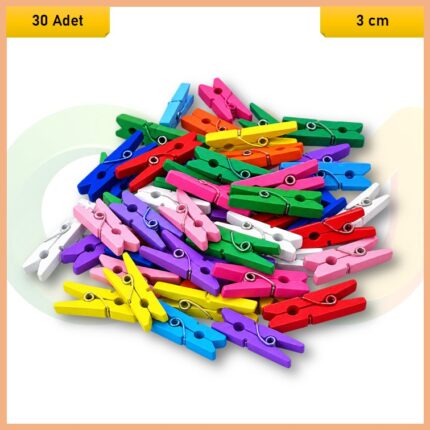 Ahşap Renkli Mandal Seti (30 Adet)