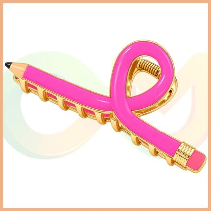 Kalem Tasarımlı Saç Tokası - Pembe